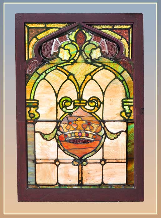 stained glass window with crown, 2 of 2