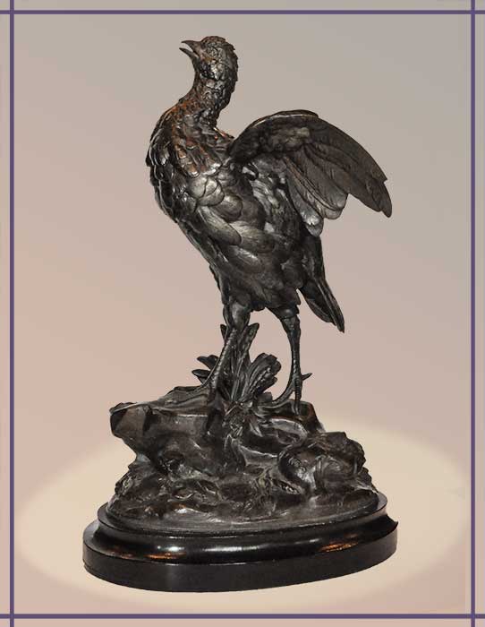 bronze sculpture of partridge