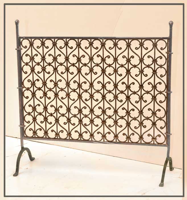 Metal Fireplace Screen, with Scrolls