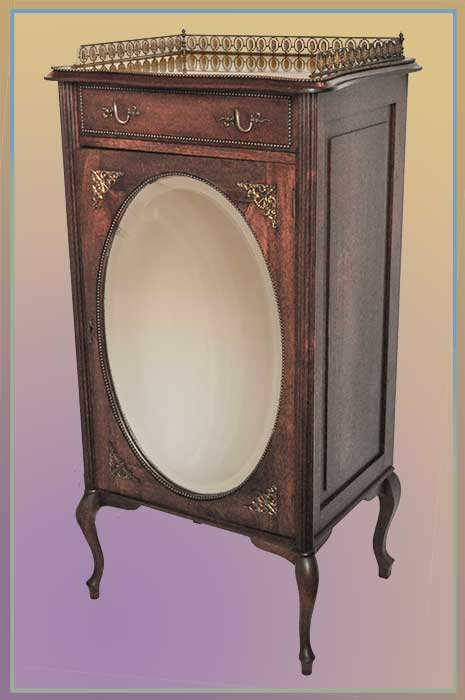 Small Oval Mirror Music Cabinet