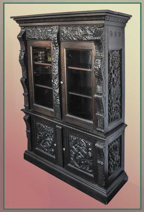 animal themed carved cabinet