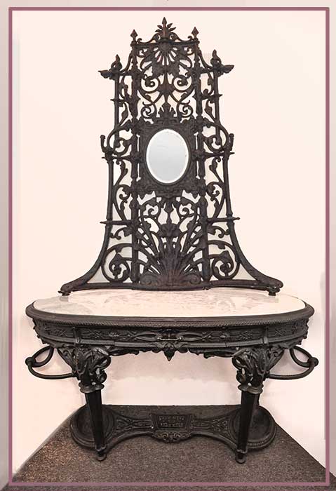 Cast-Iron Hall Tree, with Marble Shelf