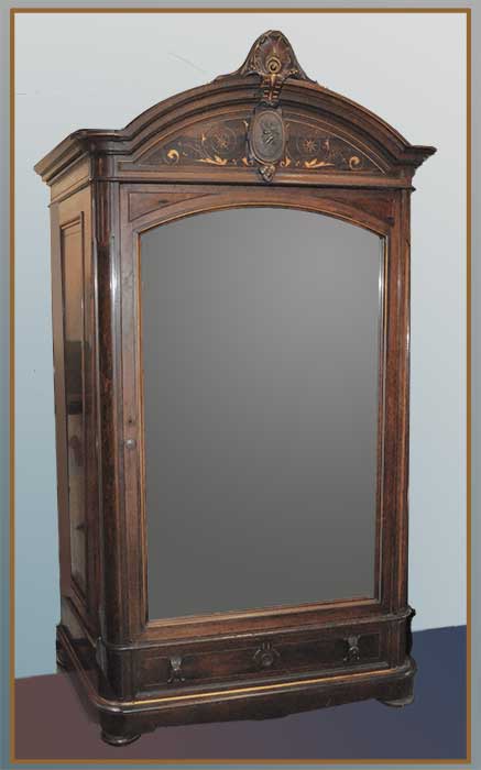 Shaped armoire with mirror