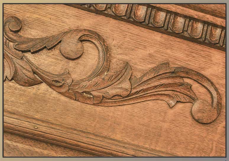Oak Full Mantel, with Beveled Mirror