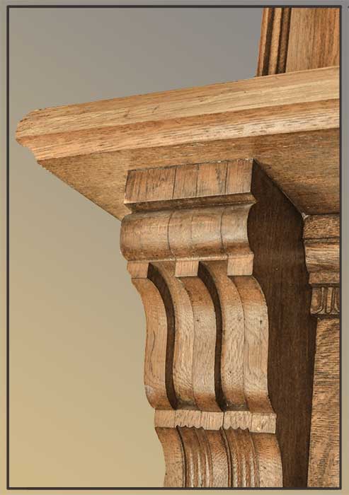 Oak Full Mantel, with Beveled Mirror