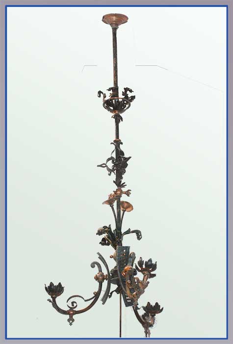 rare floral gas-electric pole light