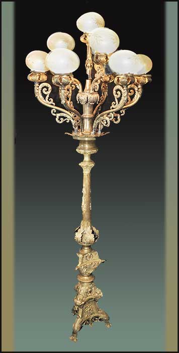 brass ten-arm torchiere