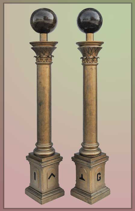 pair of carved Masonic columns