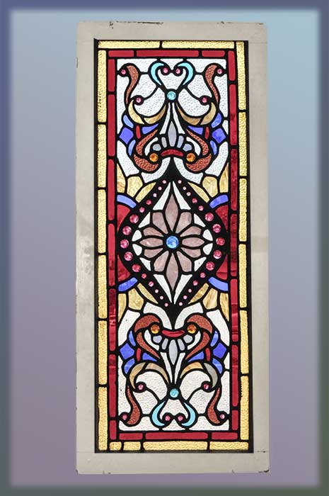 large floral jewel-cut window