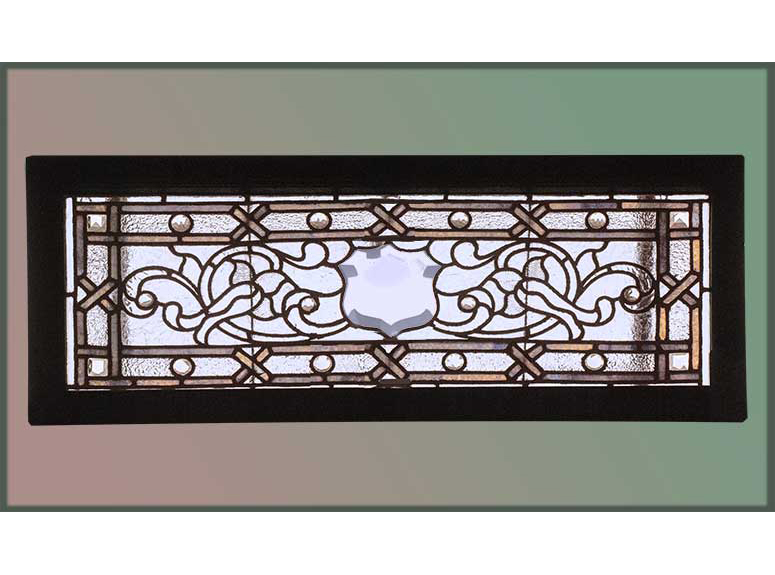 clear glass window with shield emblem-sm