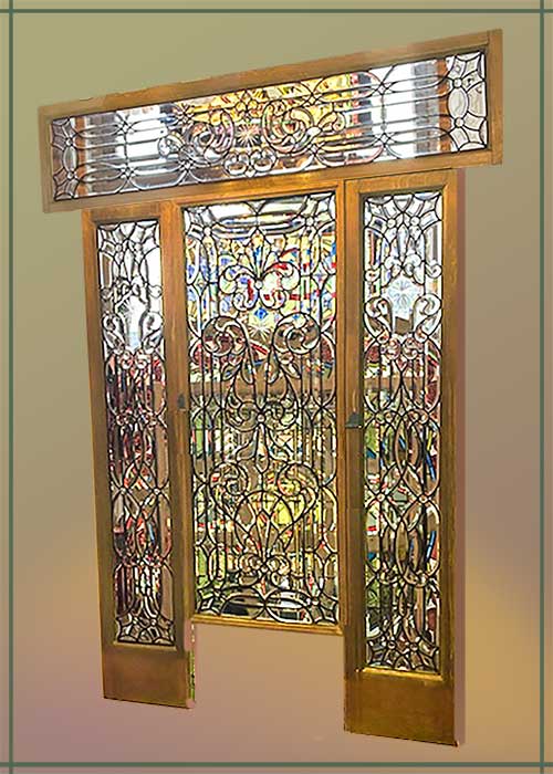 beveled glass entrance set