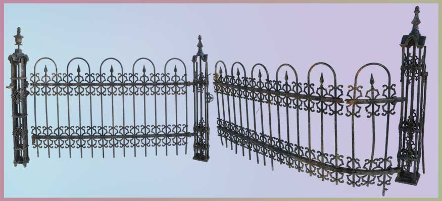 Two-Section Iron Fence, with Speared Posts