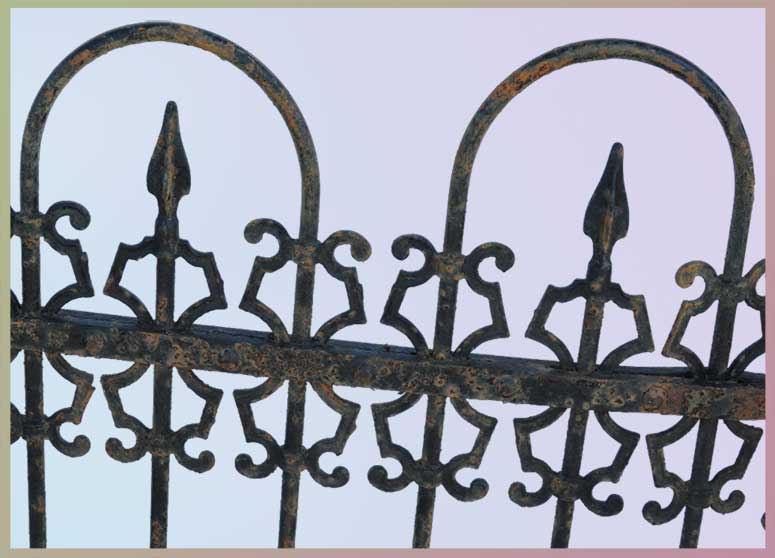 Two-Section Iron Fence, with Speared Posts