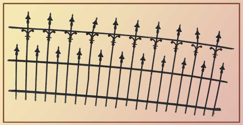 Four-Piece Iron Fencing, with Spears