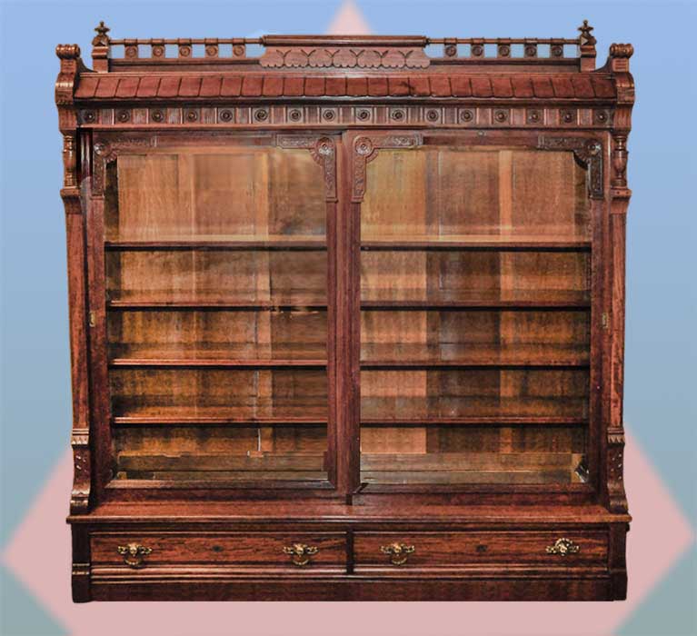 “Eastlake” Carved Two-Door Bookcase