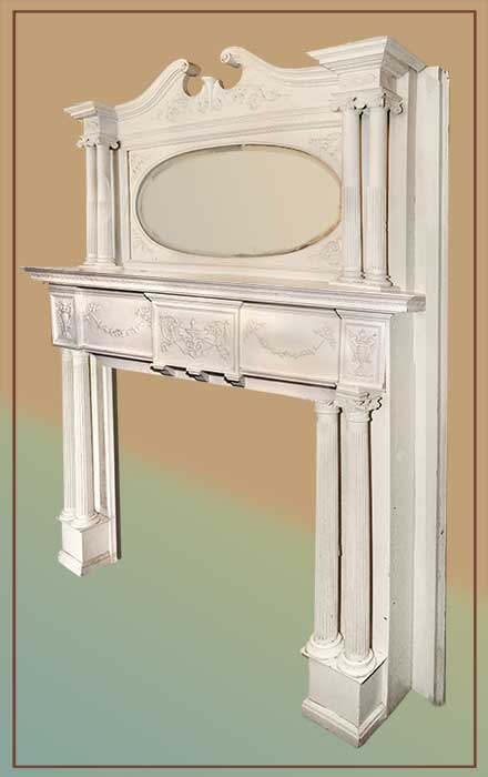 carved full mantel oval mirror