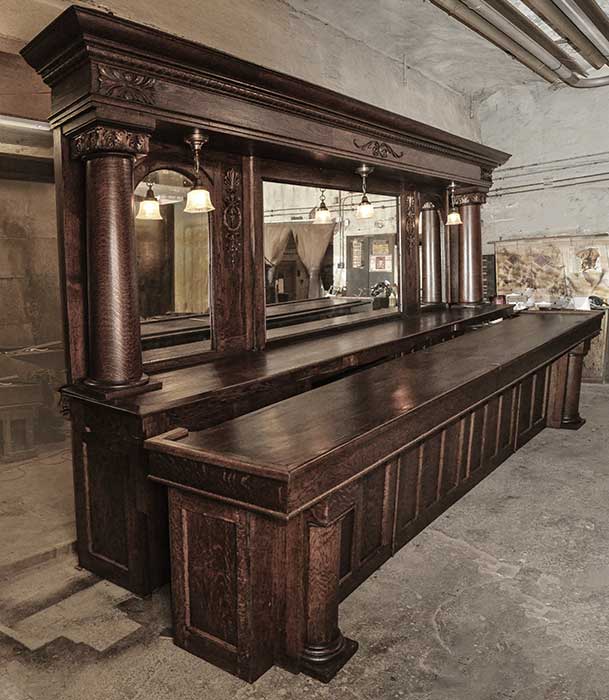 Oak Saloon Front & Back Bar, with Mirrors