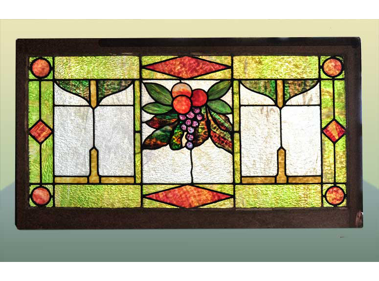 stained glass window with grapes