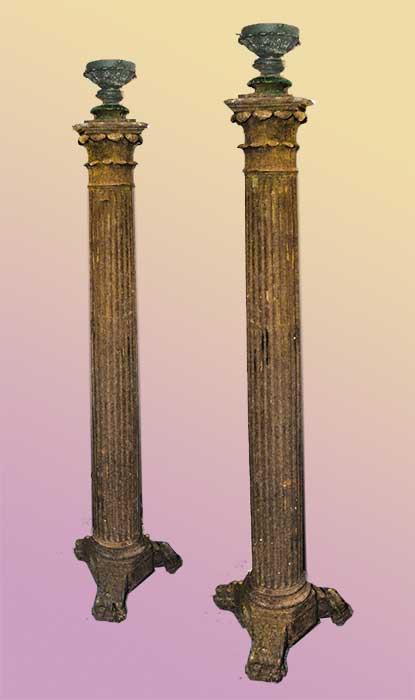 Pair of Cast-Iron Entrance Lamps