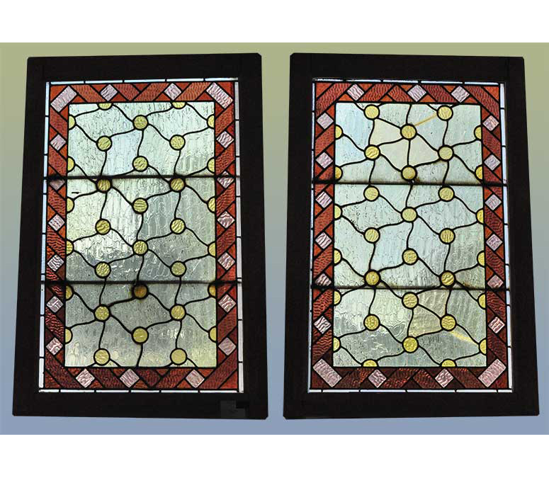 pair of crackle glass windows