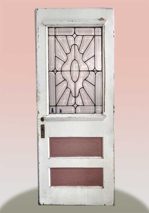 geometrical beveled glass door