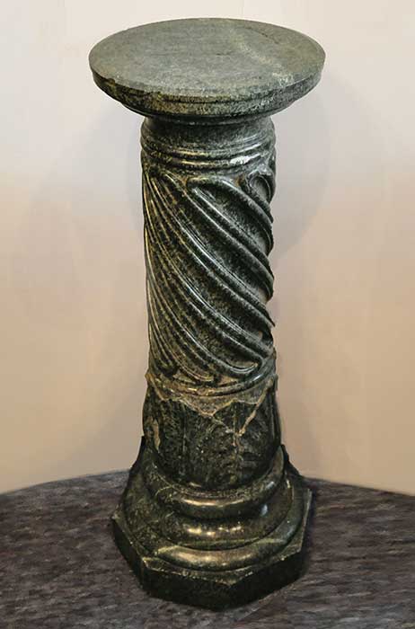 twisted green marble pedestal