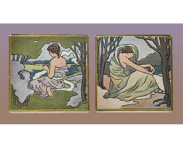 Rookwood tile pair