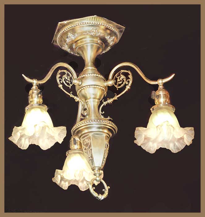 3-Armed Light, with Antique Shades