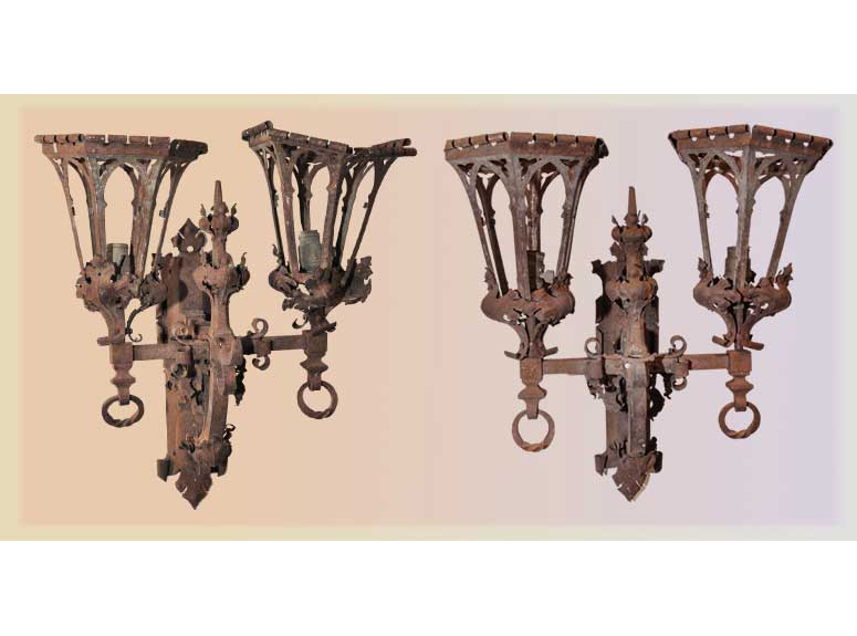 pair of iron sconces