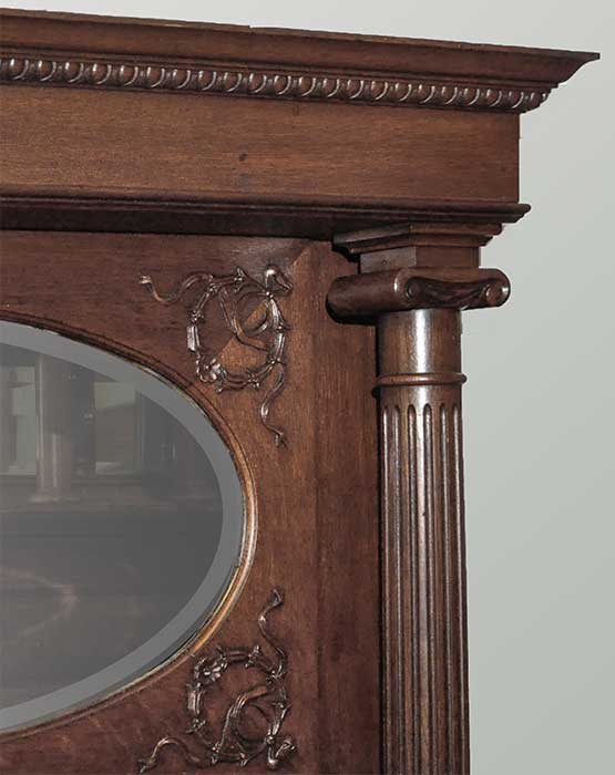 Full Oak Mantel, with Oval Mirror