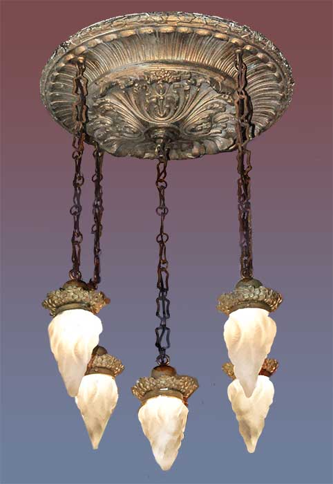 five-armed ceiling light with plate mount