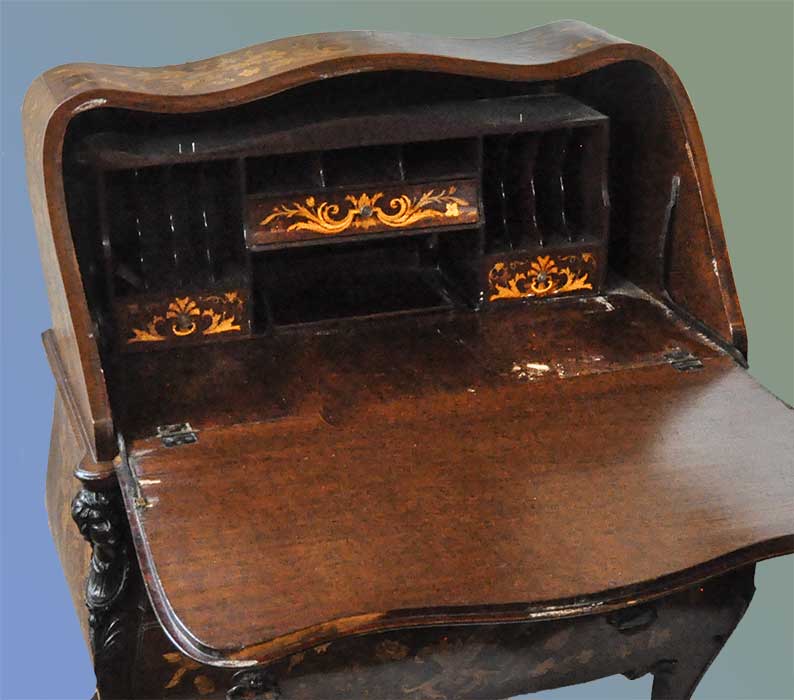 1800s Dutch Shaped Marquetry Desk
