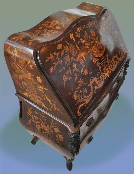 1800s Dutch Shaped Marquetry Desk