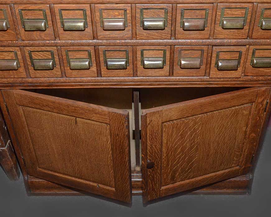Large, "Globe" Multi-Drawer Card File, w/Cabinet - Wooden Nickel Antiques