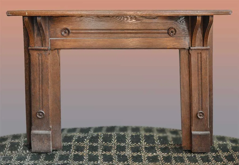 Vintage Carved Oak Half Mantel