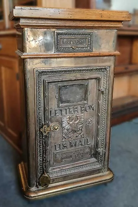 Historical Brass U.S. Postal Mailbox - Wooden Nickel Antiques