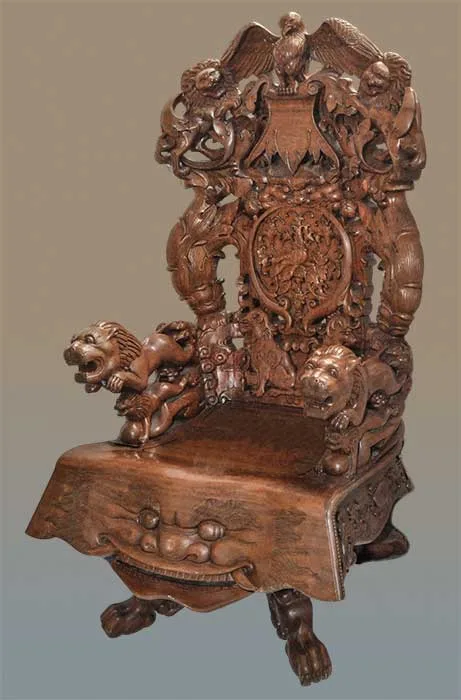 deeply carved animal fantasy chair
