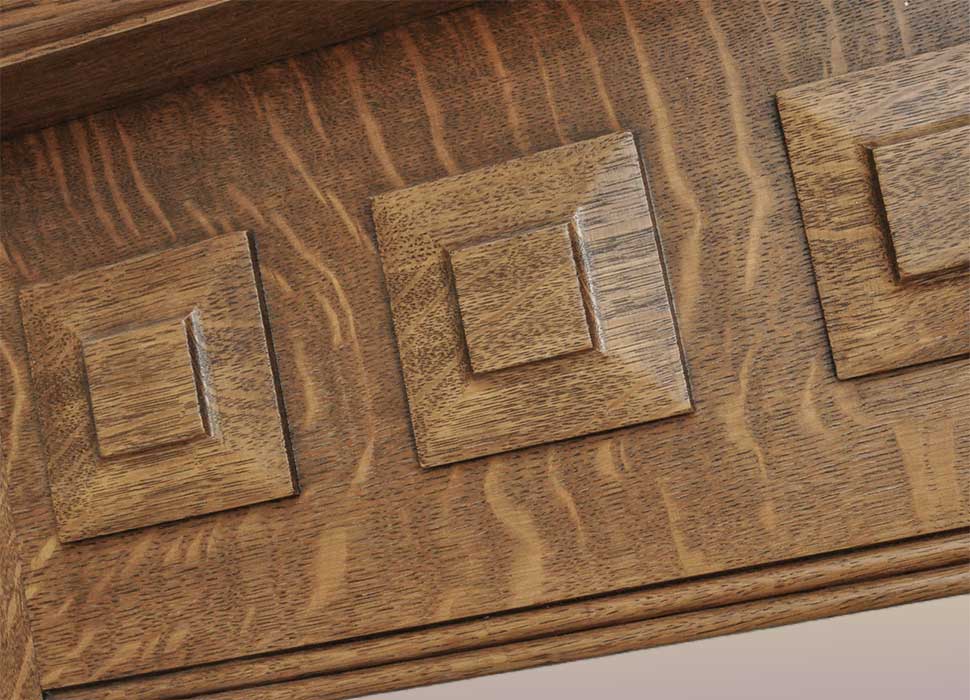 Carved Oak Half Mantel, w/Double Columns