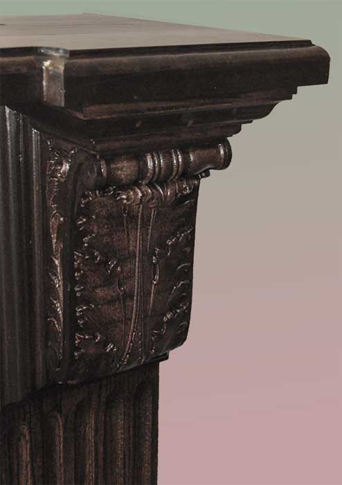 Hefty Carved Oak Half Mantel