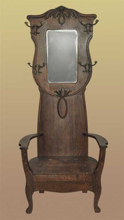 tall carved oak hall rack