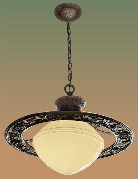 shaped bowl light in brass ring frame