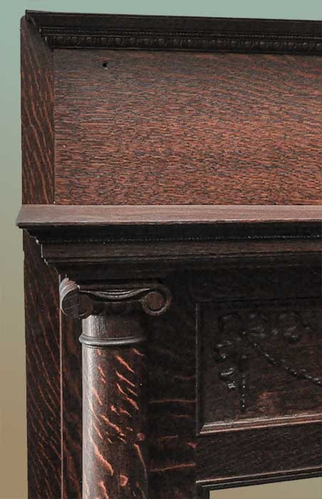 Carved Oak 3/4 Mantel