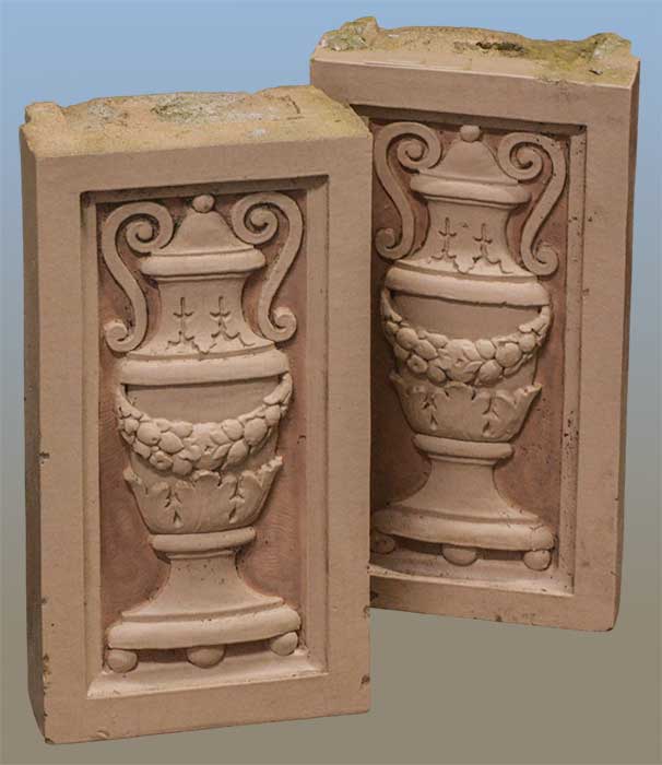 terra cotta blocks with urn relief