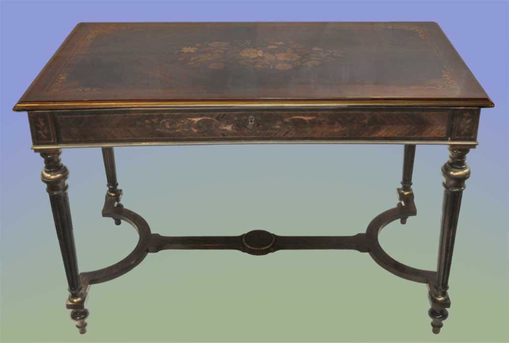 French writing table with glass top