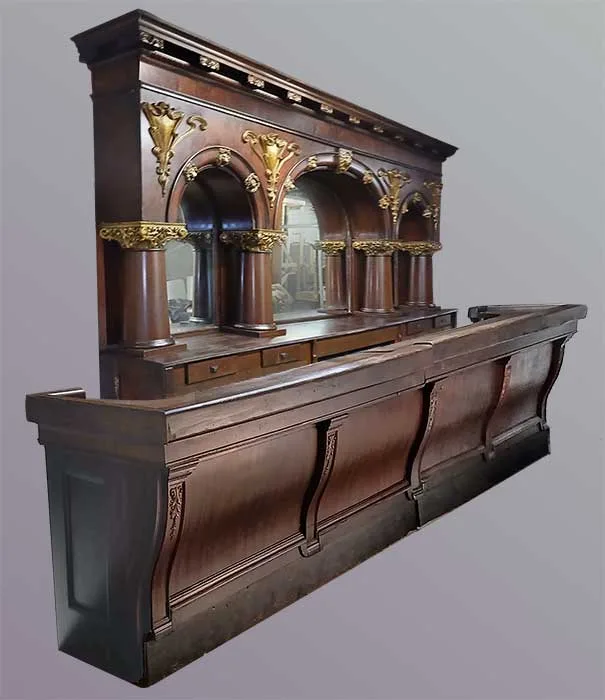 Classic “Brunswick” Triple-Arch Back Bar - Wooden Nickel Antiques