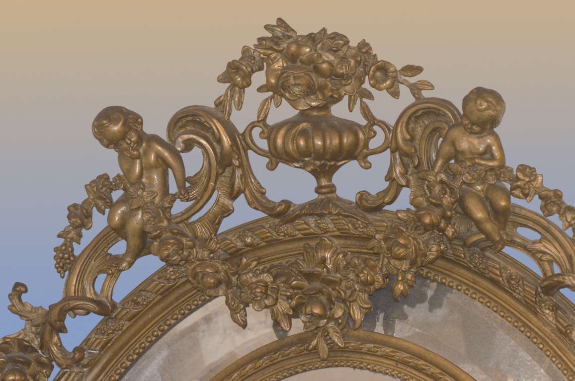 Ornate Oval Mirror, with Cherubs