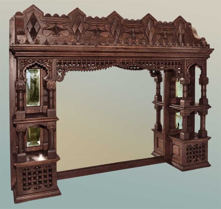 carved Moorish overmantel frame