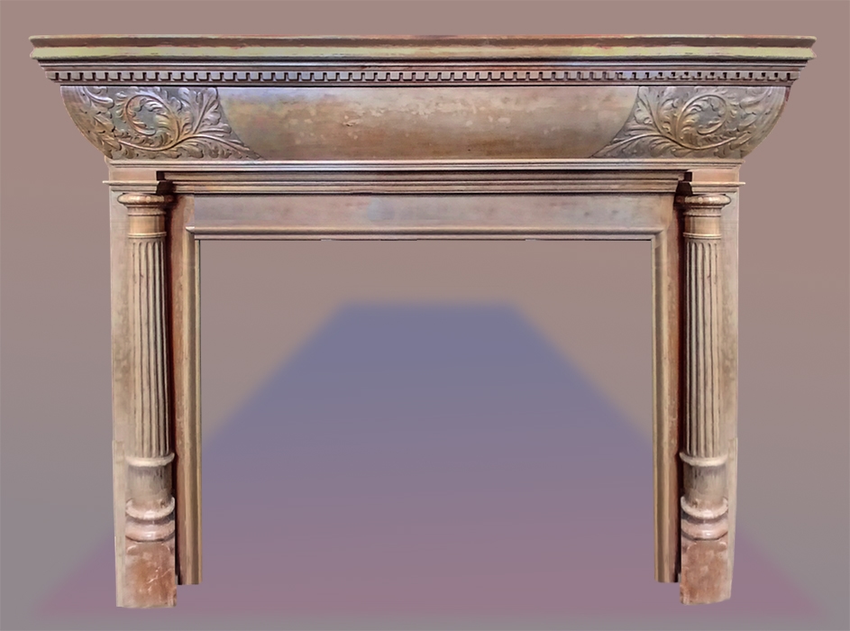 carved maple half mantel with floral relief
