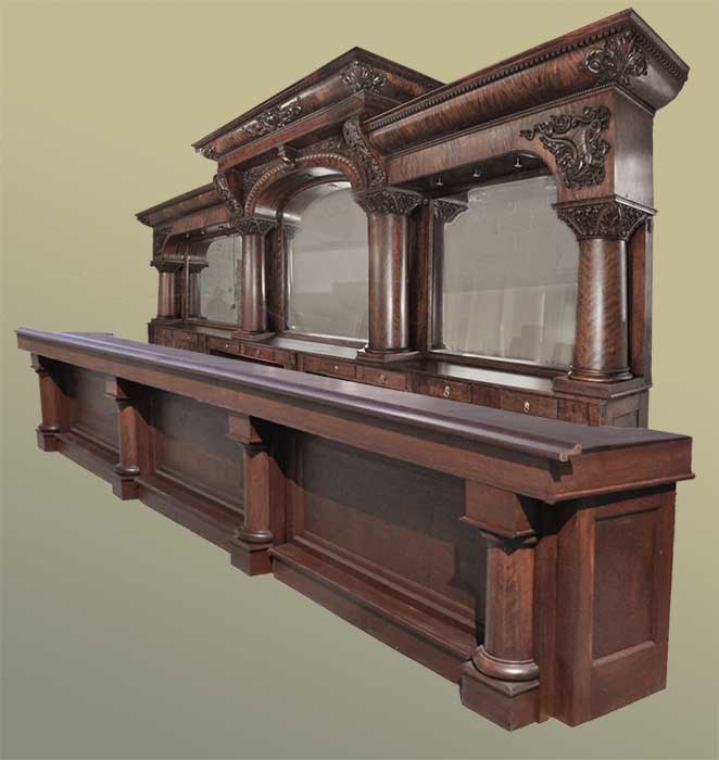 Brunswick “Del Monte” triple-arch saloon front & back bar