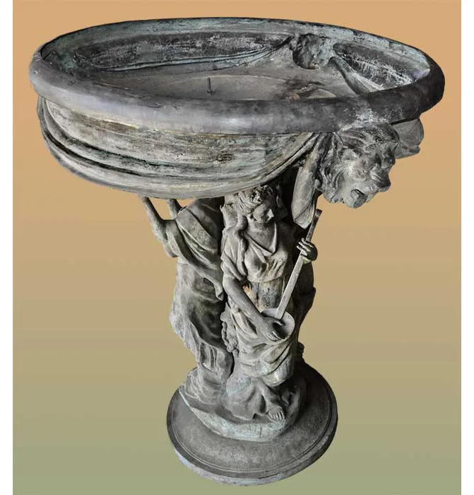 large bronze garden fountain with figures